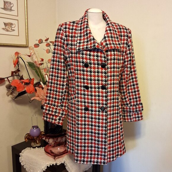 NEW Women Red Black White Double-Breasted Lined Trench Coat Winter Outerwear 14 - Picture 5 of 10